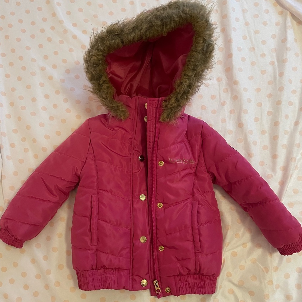 2t Bebe winter coat with faux fur hood